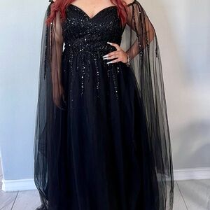 Prom/Evening Dress:  Long Evening Black Sequined dress.